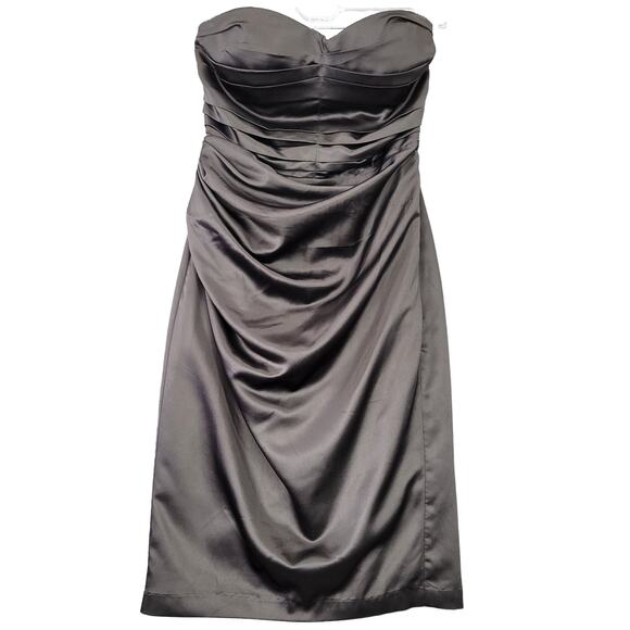 Express Black Dress Strapless Formal Midi Pleats Aline Lined Padded Women Size 2 - Picture 1 of 16